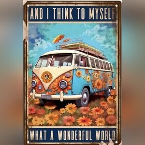 What a Wonderful World Vintage Aluminum Decorative Sign